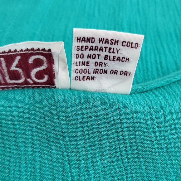 JRs (Vintage) Scoop Neck Crepe Shell / Tank Top | EUC | SP | Blue-Green - Picture 11 of 11